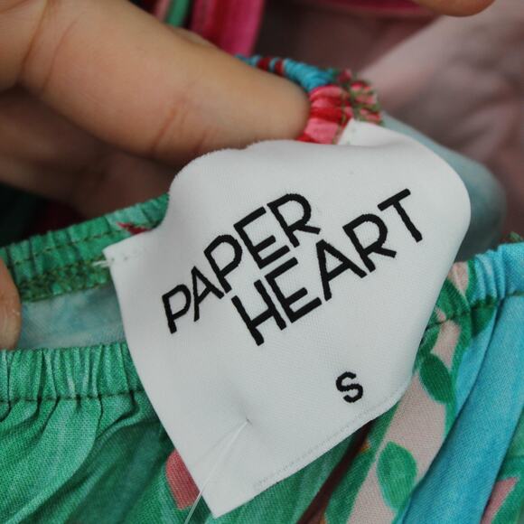 Paper Heart Dress Womens Small Tarot Hearts Maxi Strappy Boho Summer Colorful - Picture 8 of 10